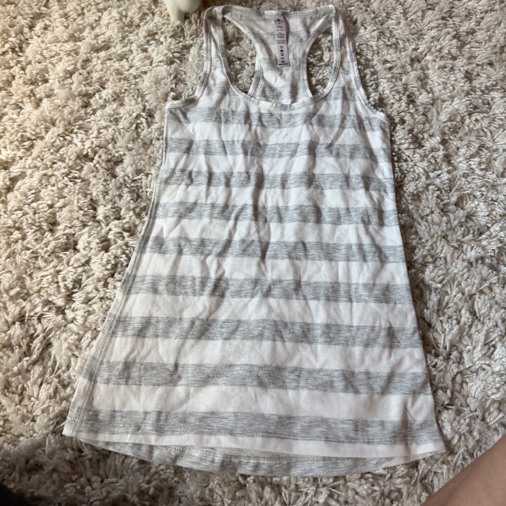 Chic Active Life Gray and White Striped athletic comfortable summer women’s Tank